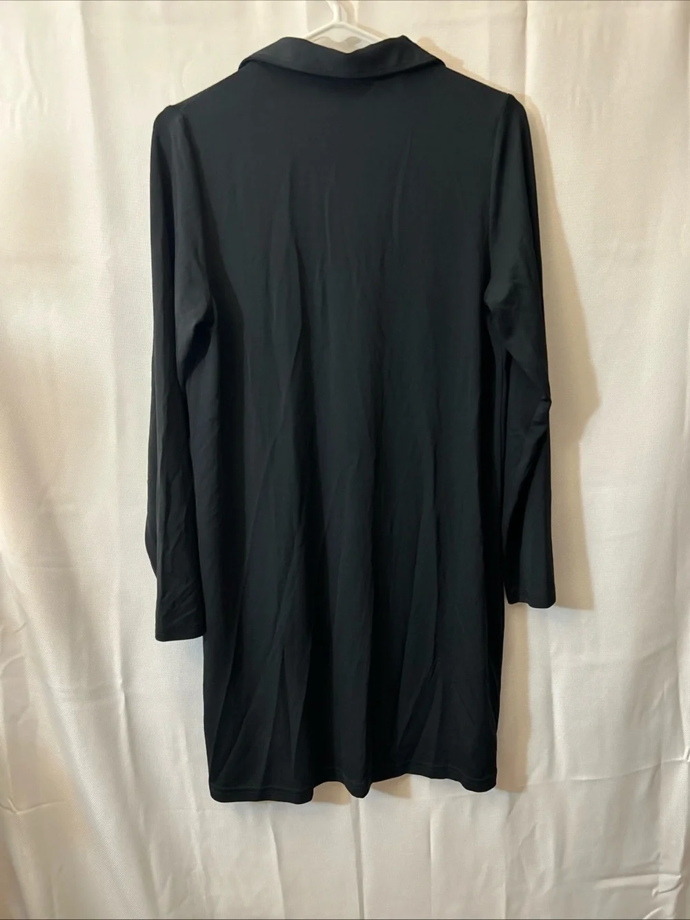 SPANX Black Long-Sleeve‎ Midi Shirt Dress Collared Small Petite